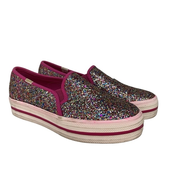 Kate Spade x Keds Shoes Colorful Glitter Slip-On Sneakers Size 5 - Picture 5 of 11